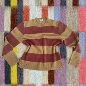 Y2K J.Crew striped 100% lambswool sweater